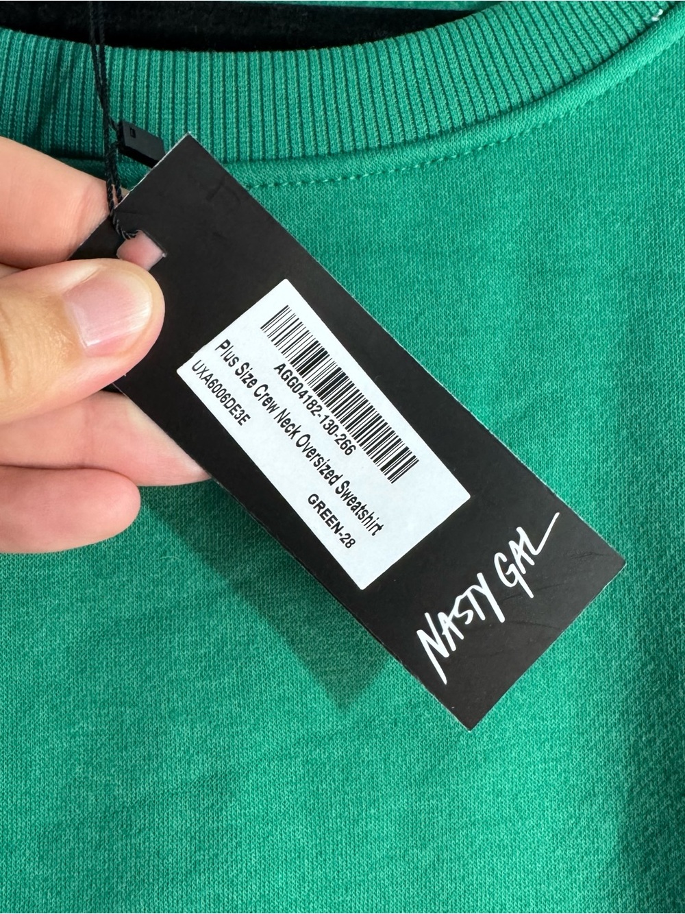 Nasty Gal Plus Size 24 Green Oversized Crewneck Sweatshirt NWT - Picture 3 of 6